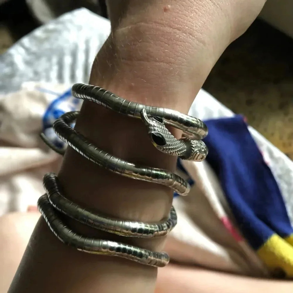 Serpenti Silver Metallic Magic Snake Cool Bendy Multilayer Necklace - Picture 8 of 14